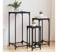 BARULUOAKLIFE Set di 3 Tavolini Impilabili Neri in Legno Multistrato con Design Industriale e Telaio in Metallo per Interni Moderni e Salotto Funzionale - Soluzione Pratica per Spazi