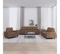 BARULUOAKLIFE Set di Divani 3 Pezzi Marrone in Tessuto con Struttura Robusta e Imbottitura in Gommapiuma per Soggiorno Moderno e Soggiorno Accogliente Questo set di divani è il luogo