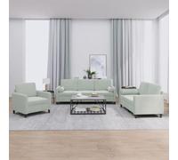 BARULUOAKLIFE Set di Divani 3 pz in Velluto Grigio Chiaro con 4 Cuscini a Rullo e 6 Cuscini Schienale, Struttura Robusta in Compensato e Metallo, Imbottitura in Gommapiuma per Soggiorno