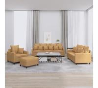 BARULUOAKLIFE Set di Divani 4 pz con Cuscini Marrone in Velluto, Set Completo Salotto con Divano a 2 e 3 Posti e Poggiapiedi, Velluto Morbido, Struttura Stabile in Compensato e Metallo,