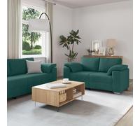BARULUOAKLIFE Set Divano 3 Pezzi con Cuscini Verde Scuro, Tessuto Poliestere e Struttura Legno Robusta per Soggiorno Moderno, Design Ergonomico e Seduta Spaziosa per 6 Persone, Facile