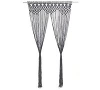 BARULUOAKLIFE Tenda Macramè Antracite 140x240 cm in Cotone e Poliestere per Decorazione Interna Divisorio Porte Finestre Sfondo Vetrina - Tessuto Lavabile a Mano Realizzato Artigianalmente