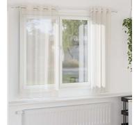 BARULUOAKLIFE Tende in Voile con Occhielli 2 Pezzi Crema 140x140 cm Tessuto Trasparente per Interni Semitrasparente Lavabile Poliestere Pannelli Decorativi Questo titolo di 142 caratteri