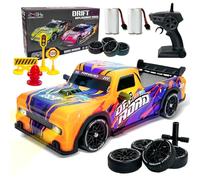 BARVERE Auto telecomandata, Drift Rc Auto con 2 batterie, funzione deriva e luci a LED, auto da drifting con pneumatici a pioggia e pneumatici asciutti per corse e avventure fuoristrada, RC Car per