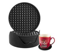 BARVIVO Set di 8 nero Sottobicchieri Antiscivolo con titolare. Protezione per qualsiasi tipo di tavolo o tavolino in legno, marmo, vetro da interno o esterno. Perfetti per tutti i tipi di bicchiere