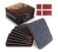 BARVIVO - Set di 8 sottobicchieri moderni per bevande assorbenti, perfetti su due lati per proteggere il tavolo in legno, con un lato in sughero e un lato in feltro assorbente a condensa istantanea