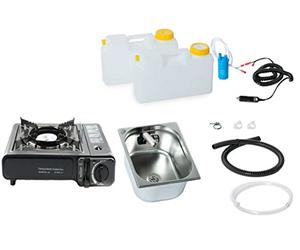 Barwig - Set da 12 V, per la vendita e la cucina da campeggio, 325 x 265 x 150 cm, rubinetto integrato e fornello a gas (ad-ideen)