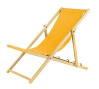 BAS Sedia a sdraio pieghevole in legno, moderna, gialla, per giardino, spiaggia e balcone, con rivestimento in tessuto traspirante, regolabile, resistente e leggera