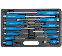 BAS Technik S7890 Set 12 Cacciaviti Professionali a Taglio e Croce | Kit giraviti magnetici in acciaio SW-Stahl, punta di precisione, impugnatura ergonomica per officina e casa