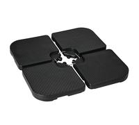 Basamento Per Ombrellone Set 4 Pezzi Impilabili Con Maniglie Integrate, In Hdpe, 99.7x99.7x8.3 Cm, Nero