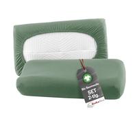 BaSaTex Federe biologiche, confezione da 2 pezzi, per cuscini cervicali e per la salute, 97% cotone certificato GOTS, 3% elastan, 30 x 50 cm, colore: verde salvia