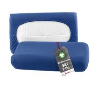 BaSaTex Federe biologiche, confezione da 2 pezzi, per cuscini cervicali e per la salute, 97% cotone certificato GOTS, 3% elastan, 30 x 50 cm, colore: blu navy