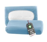 BaSaTex Federe biologiche, confezione da 2 pezzi, per cuscini cervicali e per la salute, 97% cotone certificato GOTS, 3% elastan, 30 x 50 cm, colore: blu fumo