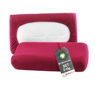 BaSaTex Federe biologiche, confezione da 2 pezzi, per cuscini cervicali e per la salute, 97% cotone certificato GOTS, 3% elastan, 30 x 50 cm, colore: bordeaux rosso