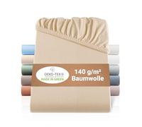 BaSaTex Lenzuolo con angoli elasticizzati Bio Jersey 90 x 200 cm - Lenzuolo con angoli elasticizzati in 100% Bio cotone GOTS-Certificato - 90x200-100x200 cm - Colore: Sabbia