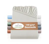 BaSaTex Lenzuolo con angoli elasticizzati in jersey biologico, 180 x 200 cm, con angoli elasticizzati in 100% cotone biologico, certificato GOTS, 180 x 200 - 200 x 200 cm, colore: naturale