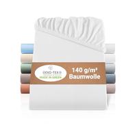 BaSaTex Lenzuolo con angoli elasticizzati in jersey biologico, 90 x 200 cm, con angoli elasticizzati in 100% cotone biologico, certificato GOTS, 90 x 200 - 100 x 200 cm, colore: bianco