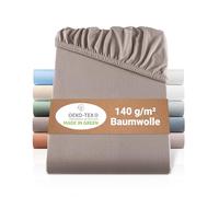 BaSaTex Lenzuolo con angoli elasticizzati in jersey biologico, 90 x 200 cm, con angoli elasticizzati in 100% cotone biologico, certificato GOTS, 90 x 200 - 100 x 200 cm, colore: tortora