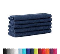 BaSaTex Set di 5 asciugamani in spugna per ospiti, 30 x 50 cm, in 100% cotone, Made in Green, colore: Navy