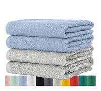 BaSaTex - Set di asciugamani per la casa e gli ospiti, confezione da 4 asciugamani in spugna con passante in morbido cotone 50 x 100 cm - Asciugamani per bagno certificato Öko-Tex Standard 100 -