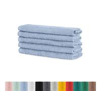 BaSaTex - Set di asciugamani per ospiti, confezione da 5 pezzi, asciugamani in spugna con passante in morbido cotone, 30 x 50 cm, con certificazione Öko-Tex Standard 100, colore: blu fumo