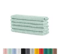 BaSaTex - Set di asciugamani per ospiti, confezione da 5 pezzi, asciugamani in spugna con passante in morbido cotone da 30 x 50 cm, con certificazione Öko-Tex Standard 100, colore menta