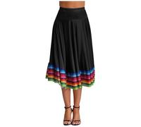 Bascabeen Donne Folklorico Dance Gonne Spagnolo Folklorico Messicano Flamenco Full Circle Performance Costume, Nero , 5XL