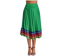 Bascabeen Donne Folklorico Dance Gonne Spagnolo Folklorico Messicano Flamenco Full Circle Performance Costume, Verde, L