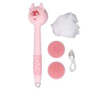Baschetti per bagni elettrici Scrumber doccia resistente all'acqua automatica con manico lungo la testa di spazzola morbida per bambini Tempo di bagno ABS Batteria di litio (Rosa)