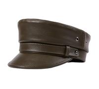 Baschi in Vera Pelle da Uomo e da Donna, Classici Cappellini Vintage da giornalaio, Berretto Piatto Cadet Army,Army Green,L