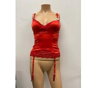 Basco Aimée L Maria Rosso 85B Porta Giarrettiere Sexy Raso Pizzo