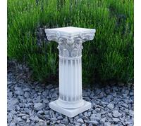 gartendekoparadies.de Podest - Base in pietra con motivo foglie, altezza 45 cm, superficie di appoggio 17 x 17 cm, 16,5 kg, colore: Grigio
