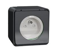 Schneider Electric MUR36029 Mureva Styl - Doppio PC 2P+T schuko precablato horiz - sporgente - IP55 IK08 - grigio DBLE PC 2P+T ALL GRIGIO S.