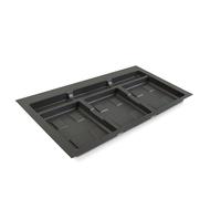 Base 3 Posti per Pattumiera Differenziata per Cassetti Cucina 80 cm in Plastica Emuca Grigio