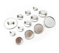 Base a disco per spilla in acciaio inossidabile, 10 pezzi da 8-30 mm in acciaio inossidabile con cabochon e cammeo spilla risultati di base dei gioielli(25mm)