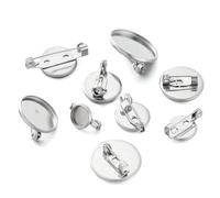 Base a disco per spilla in acciaio inossidabile, 10 pezzi di spilla in acciaio inossidabile con base cabochon da 8-30 mm, dimensioni multiple, forniture for gioielli fai te(12mm-17mm pins)