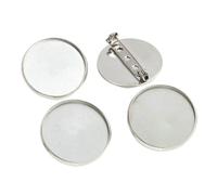 Base a disco per spilla in acciaio inossidabile, 50 pz Spilla in Acciaio Inossidabile Cabochon Cammeo Impostazione Ciondoli Vassoio di diverse dimensioni(25mm)
