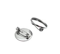 Base a disco per spilla in acciaio inossidabile, Basi for fermagli for spille in acciaio inossidabile, confezione da 5, diametro interno argento (12-30) mm(Inner Dia 30MM)