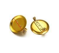 Base a disco per spilla in acciaio inossidabile, Spilla cabochon in acciaio inossidabile placcato oro da 10 pezzi con montatura in dorato 25 mm for fai te(Gold 25mm)
