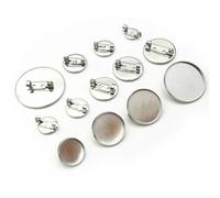 Base a disco per spilla in acciaio inossidabile, Spilla in acciaio inossidabile cabochon con impostazione charms vassoio pendente gioielli fai da te 8-30mm 10 pezzi(16mm)