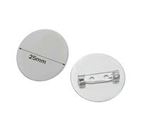 Base a disco per spilla in acciaio inossidabile, Vassoi con cornice for spilla vuota rotonda in acciaio inossidabile da 5 pezzi multicolore 15-30 mm(Steel 25mm)