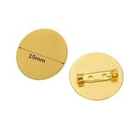 Base a disco per spilla in acciaio inossidabile, Vassoi con cornice for spilla vuota rotonda in acciaio inossidabile da 5 pezzi multicolore 15-30 mm(Gold 15mm)