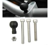 Base a morsetto per manubrio moto con sfera da 1 pollice per supporti RAM - Kit bulloni M8 per telefono fotocamera GPS - Staffa di montaggio per bici argento
