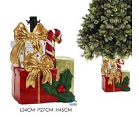 BASE ACCESSORIO NATALIZIO PER ALBERO DI NATALE A FORMA DI PACCO REGALO 48312