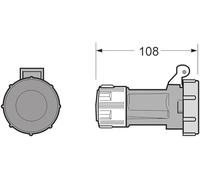 Base aerea plug IP67 16A 2P, impermeabile, ideale per installazioni esterne e collegamenti elettrici in ambienti umidi.