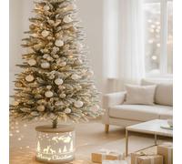 Base albero di natale con paesaggio illuminato Basi illuminate bianca 32 cm
