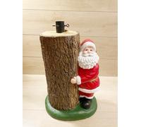 Base Albero Natalizia Con Babbo Natale Effetto Tronco 34x26x51cm