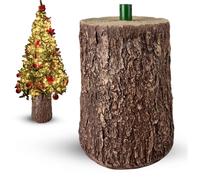 Base Albero Natalizia Tronco Naturale Effetto Corteccia 32x26x32cm+4cm