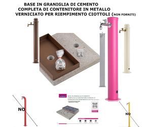 Base con Vaschetta per Ciottoli per Fontane BELFER con Ghiera Grande in Cemento Dimensioni 40x40xh 2 cm - peso 16 kg con tasselli inclusi colore Ruggine ruggine