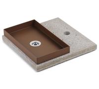Base con Vaschetta per Fontane con Ghiera Grande 40x40x5 cm in Cemento Belfer